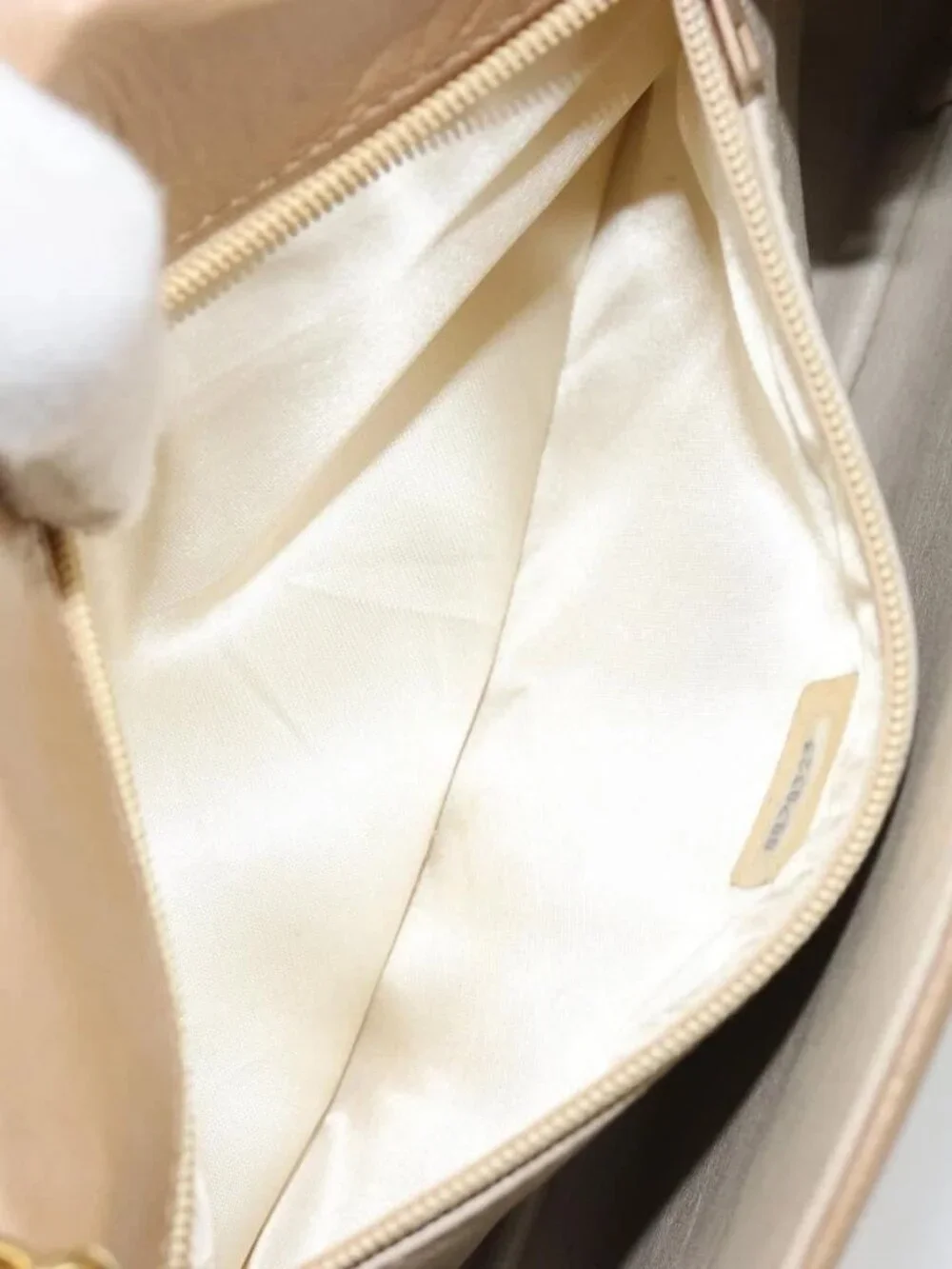CHANEL Matelasse Chain Shoulder Bag Lamb Skin Beige Gold CC Auth ka4478V